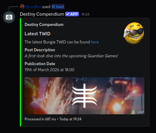 Querying the latest TWiD (This Week in Destiny) entry